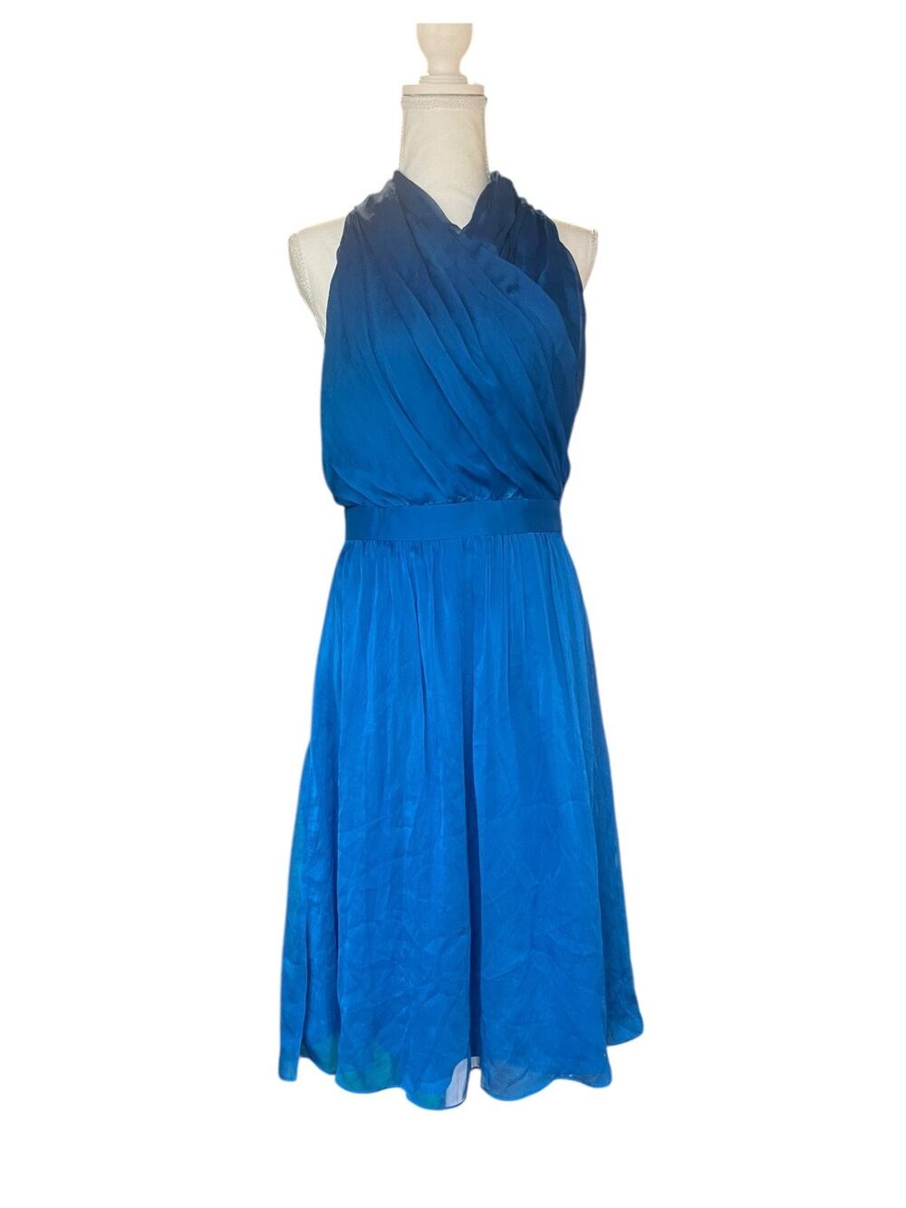 The Limited Women's Halter Neck Chiffon Dress Sleeveless Blue Size 6 NEW